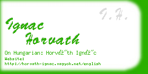 ignac horvath business card